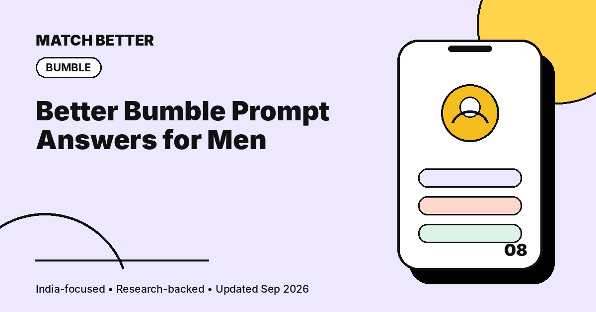 Illustration of Bumble prompt cards with specific answers for men