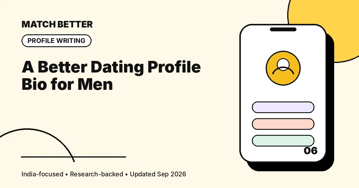 Illustration of a dating profile bio being rewritten from generic to specific