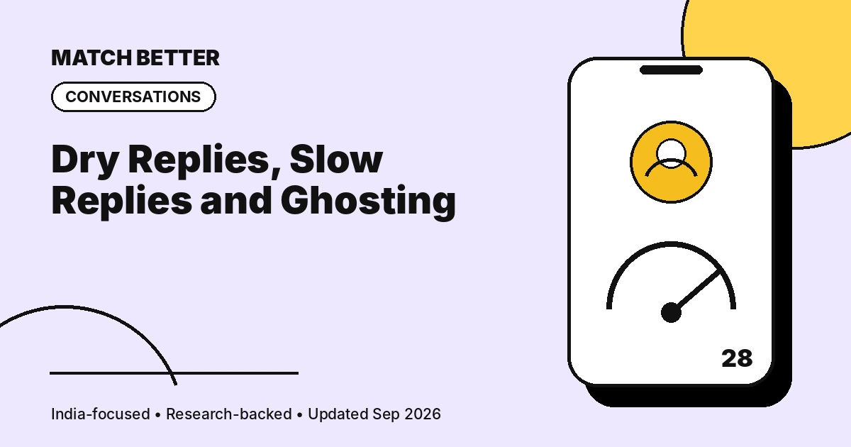 Illustration of dry replies, slow replies and ghosting on dating apps