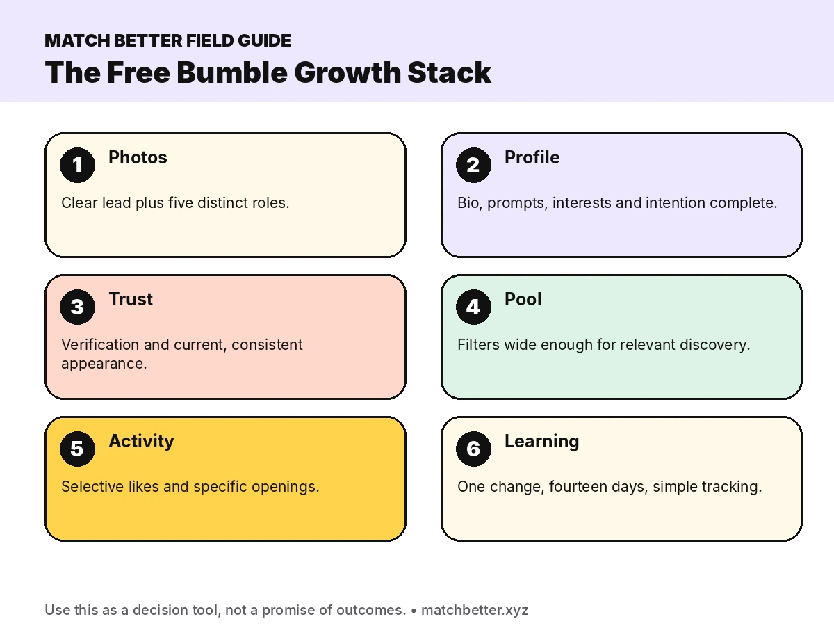 Six-part free Bumble improvement stack